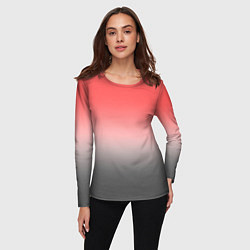 Лонгслив женский Бледный красно-серый градиент, цвет: 3D-принт — фото 2