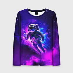 Женский лонгслив Космонавт в неоновых облаках