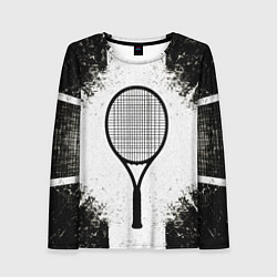 Лонгслив женский Теннисная ракетка в черно-белом, цвет: 3D-принт