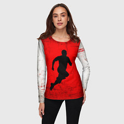Лонгслив женский Спринтер на красно белом, цвет: 3D-принт — фото 2
