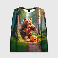 Лонгслив женский Колобок и медведь, цвет: 3D-принт