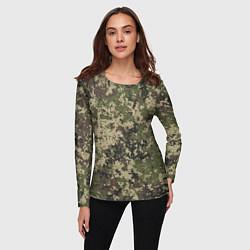 Лонгслив женский Камуфляж защитный пиксельный, цвет: 3D-принт — фото 2