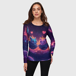Лонгслив женский Милые пришельцы в космосе, цвет: 3D-принт — фото 2