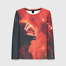 Лонгслив женский Девушка в космосе в костюме чужого, цвет: 3D-принт