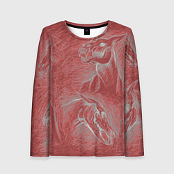 Женский лонгслив Черепа лошадей - эскиз