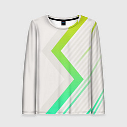 Лонгслив женский Color white line green, цвет: 3D-принт