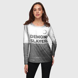 Лонгслив женский Demon Slayer - white gradient посередине, цвет: 3D-принт — фото 2