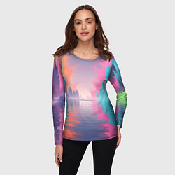 Лонгслив женский Город в розовом тумане, цвет: 3D-принт — фото 2