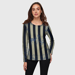 Лонгслив женский Чёрные полосы, цвет: 3D-принт — фото 2