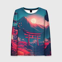 Лонгслив женский Врата тории на фоне японских гор, цвет: 3D-принт