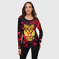Лонгслив женский Россия - герб на текстуре, цвет: 3D-принт — фото 2
