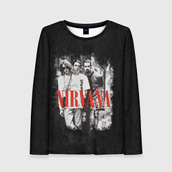 Лонгслив женский Нирвана фото группы, цвет: 3D-принт