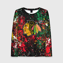Лонгслив женский Chicago Blackhawks NHL black, цвет: 3D-принт