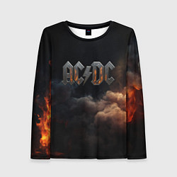 Лонгслив женский ACDC металлический лого, цвет: 3D-принт