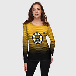 Лонгслив женский Бостон Брюинз - геометрический градиент, цвет: 3D-принт — фото 2