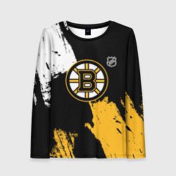 Лонгслив женский Бостон Брюинз - разлитая краска, цвет: 3D-принт