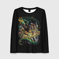 Лонгслив женский Зеленый дракон оплота - Герои Меча и Магии 3, цвет: 3D-принт
