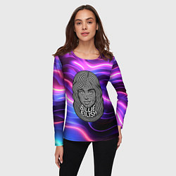 Лонгслив женский Портрет Билли Айлиш из линий, цвет: 3D-принт — фото 2