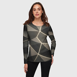 Лонгслив женский Серая объемная текстура с гранями, цвет: 3D-принт — фото 2