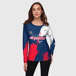Лонгслив женский Вашингтон Кэпиталз - брызги красок, цвет: 3D-принт — фото 2