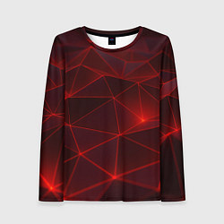 Женский лонгслив Красные полигоны с неоном