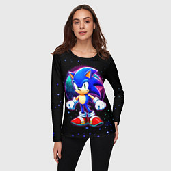 Лонгслив женский Соник в космосе, цвет: 3D-принт — фото 2