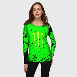 Лонгслив женский Monster energy кислотные брызги, цвет: 3D-принт — фото 2