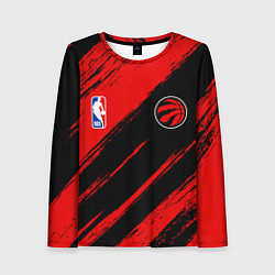 Лонгслив женский Торонто Рэпторс - красные потертости, цвет: 3D-принт