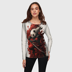 Лонгслив женский Демоническая панда самурай - нейроарт, цвет: 3D-принт — фото 2