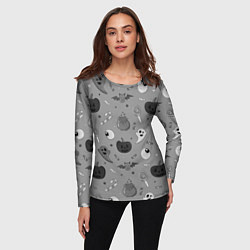 Лонгслив женский Halloween grey, цвет: 3D-принт — фото 2