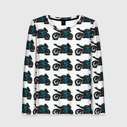 Лонгслив женский Motorbike blue, цвет: 3D-принт