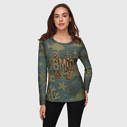 Лонгслив женский ВМФ старые буквы, цвет: 3D-принт — фото 2