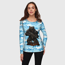 Лонгслив женский ВМФ злой медведь с автоматом, цвет: 3D-принт — фото 2