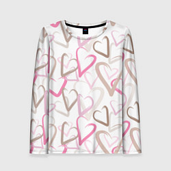 Лонгслив женский Розовые сердца, цвет: 3D-принт