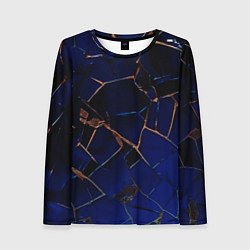 Лонгслив женский Тёмный синий абстракция битые плиты, цвет: 3D-принт