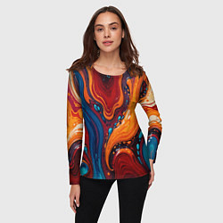Лонгслив женский Пламя и синева, цвет: 3D-принт — фото 2