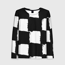 Женский лонгслив Черные квадраты в виде шахматной доски