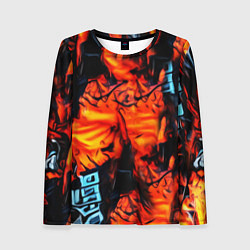 Лонгслив женский Абстрактная текстура рыжего пламени, цвет: 3D-принт
