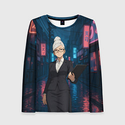 Лонгслив женский Dandadan Seiko в городе с планшетом, цвет: 3D-принт