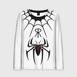 Лонгслив женский Паук на белом - the web of Fate, цвет: 3D-принт