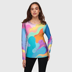 Лонгслив женский Разноцветные красивые облака, цвет: 3D-принт — фото 2