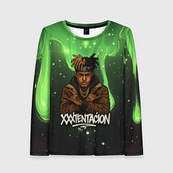 Лонгслив женский XXXTentacion на фоне зеленой краски, цвет: 3D-принт