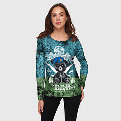 Лонгслив женский Медведь десантник на фоне флага ВДВ, цвет: 3D-принт — фото 2