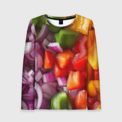 Лонгслив женский Микс из овощей - текстура, цвет: 3D-принт