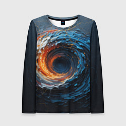Женский лонгслив Краска синяя и оранжевая в форме вихря