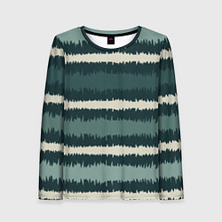 Лонгслив женский Полосы зигзагообразные зеленые, цвет: 3D-принт