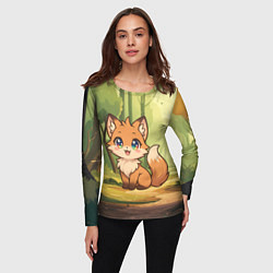 Лонгслив женский Кавайная лисичка - аниме, цвет: 3D-принт — фото 2