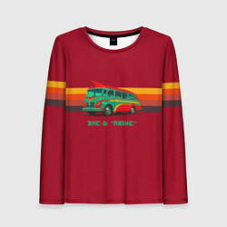 Лонгслив женский Ретро автобус ЗИС-6 Люкс поп-арт, цвет: 3D-принт