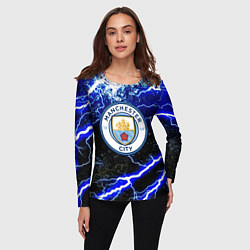 Лонгслив женский Манчестер сити молнии шторм, цвет: 3D-принт — фото 2