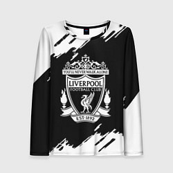 Лонгслив женский Liverpool белые краски штрихи, цвет: 3D-принт